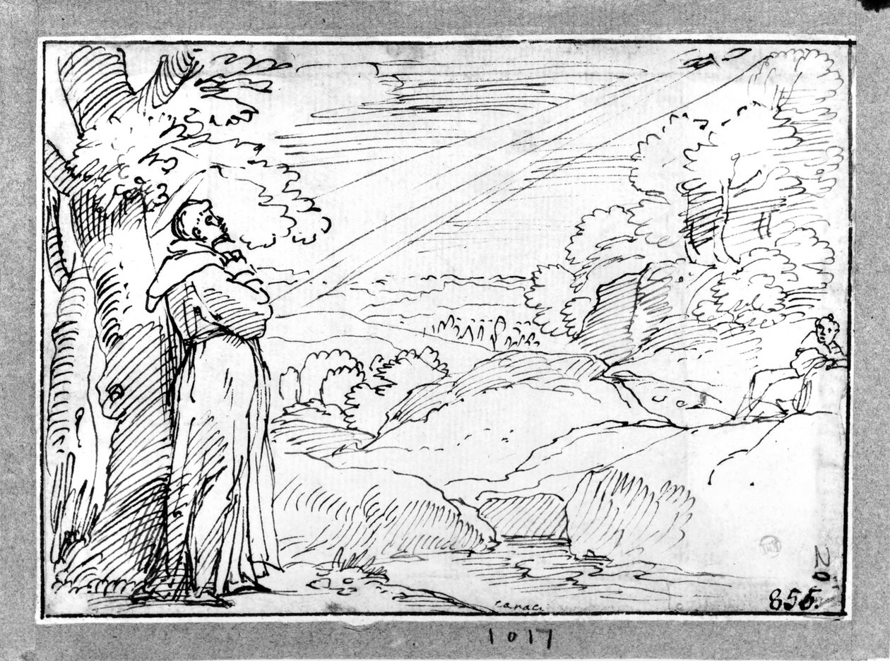 Pejzaż ze świętym Franciszkiem autorstwa Agostino Carracci