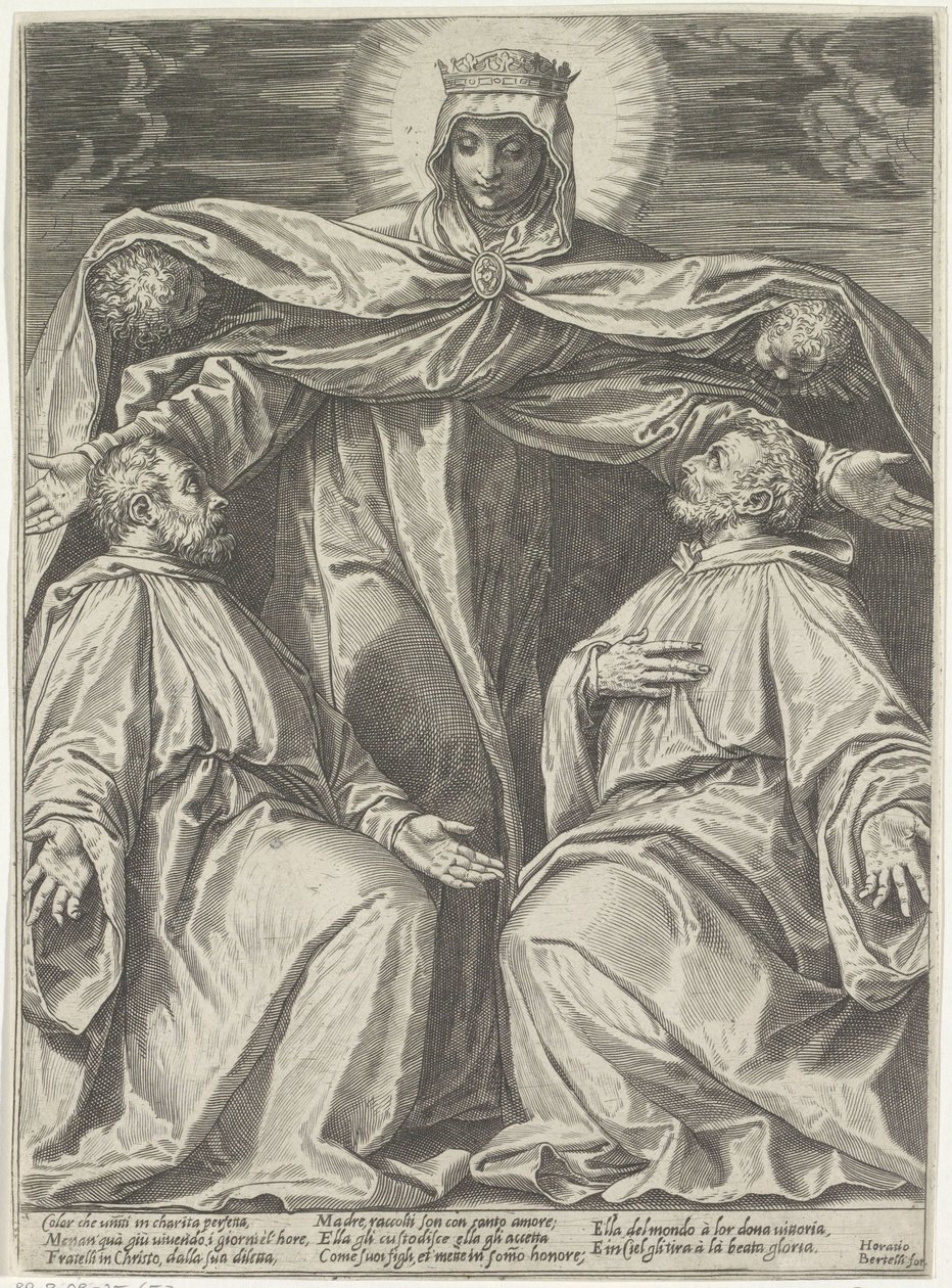 Maryja chroni członków bractwa autorstwa Agostino Carracci