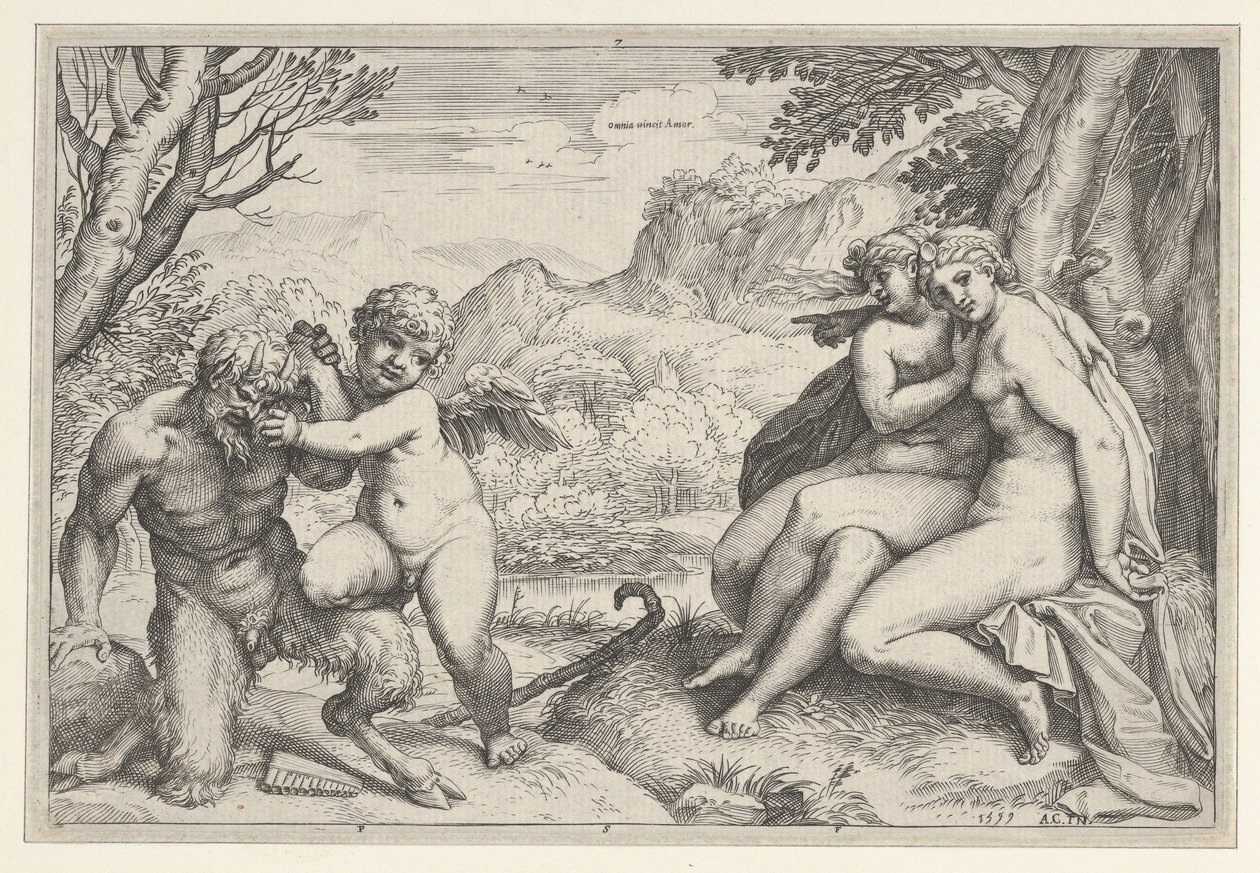 Miłość zwycięża wszystko, 1599. autorstwa Agostino Carracci