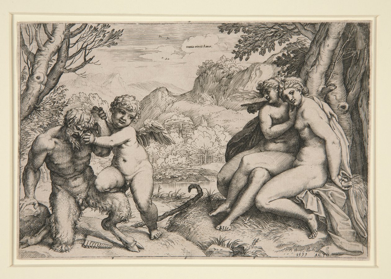 Pan ujarzmiony przez Kupidyna autorstwa Agostino Carracci
