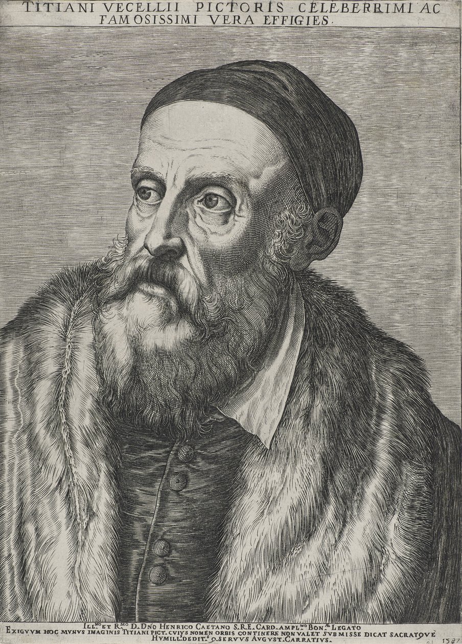 Portret Tycjana, 1587 (rycina na papierze wykładanym ze znakiem wodnym) autorstwa Agostino Carracci