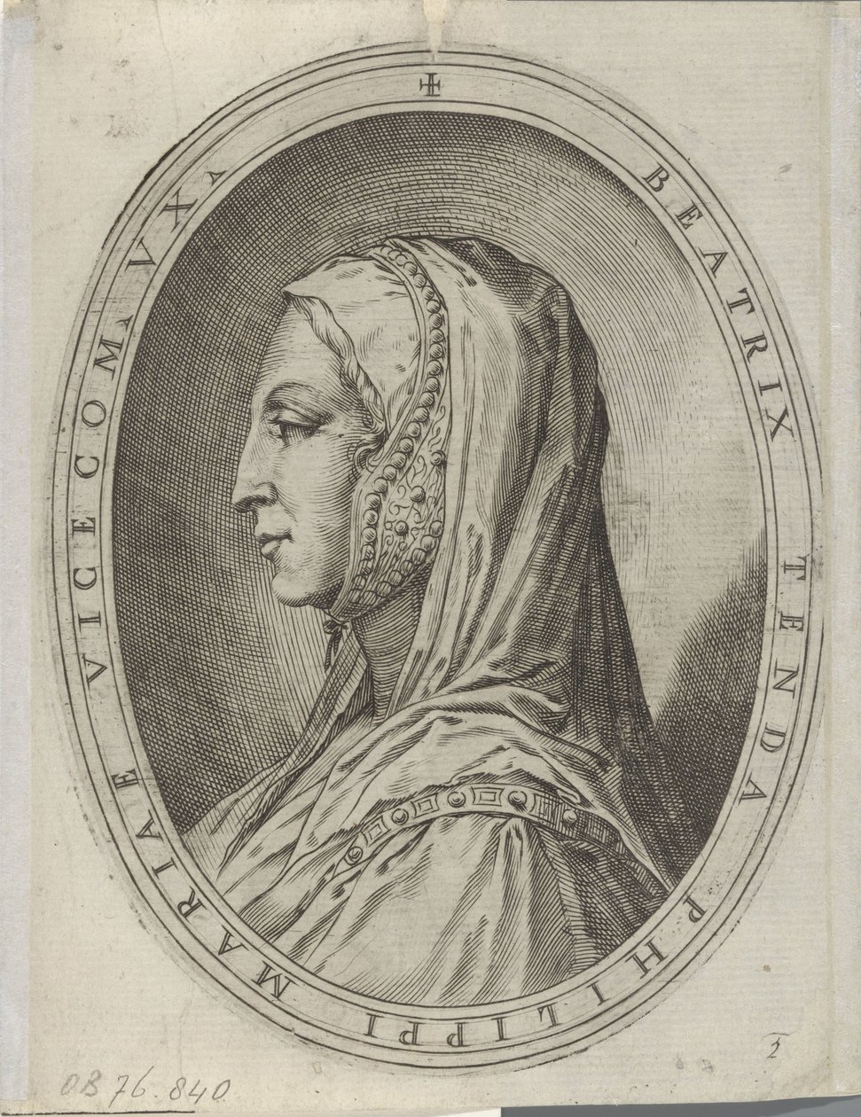 Portret van Beatrice z Tenda autorstwa Agostino Carracci