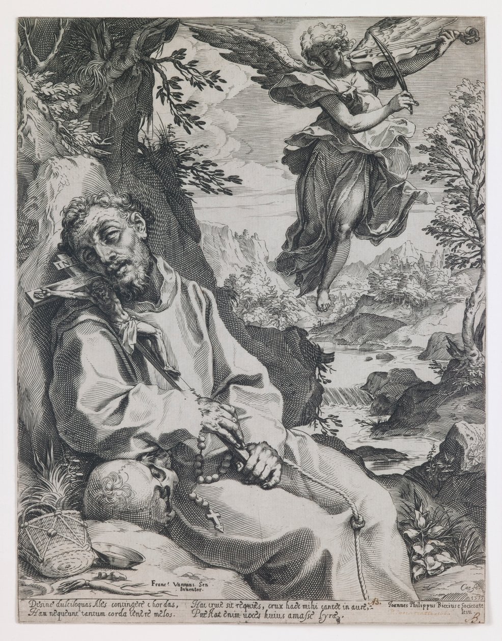 Święty Franciszek pocieszany przez grającego anioła autorstwa Agostino Carracci