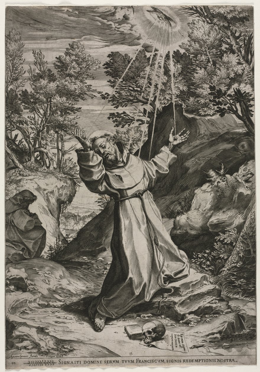Stygmaty św. Franciszka autorstwa Agostino Carracci
