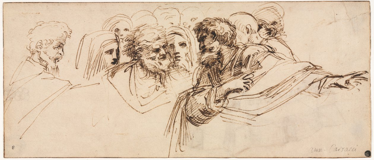 Studium Głów recto, II poł. autorstwa Agostino Carracci