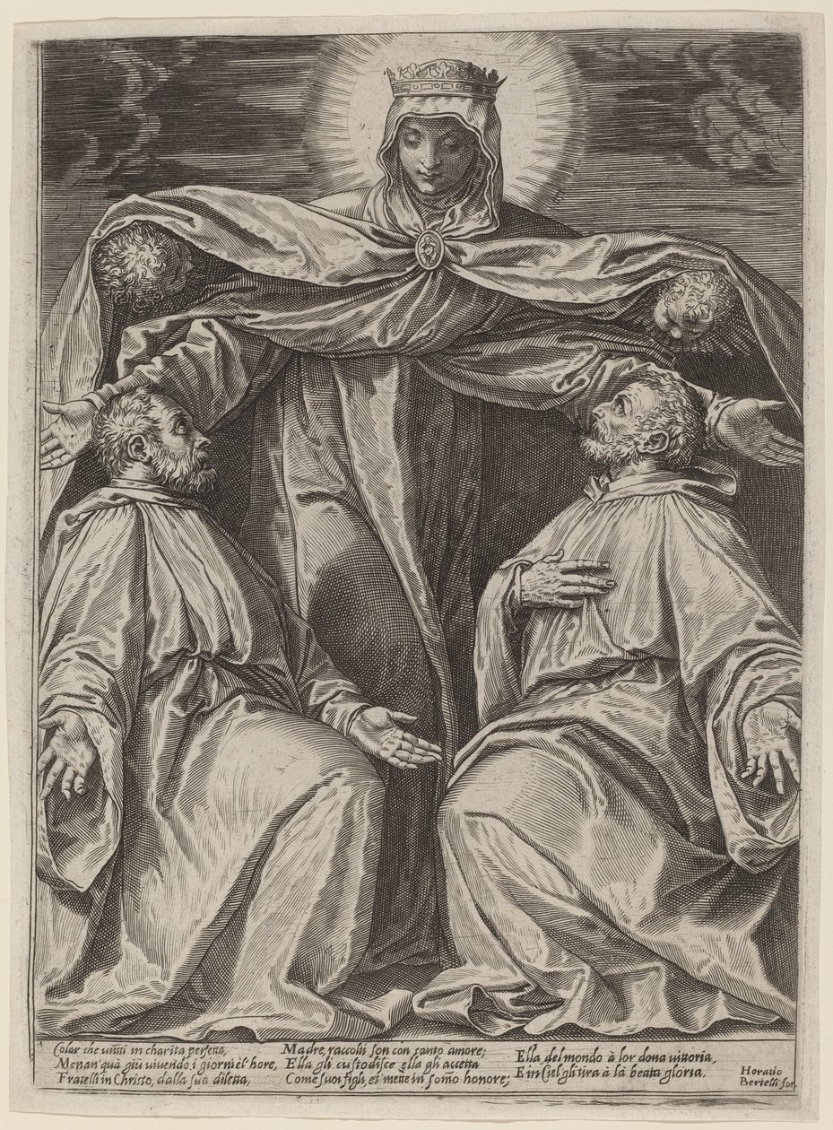 Madonna chroniąca dwóch członków bractwa autorstwa Agostino Carracci after Veronese