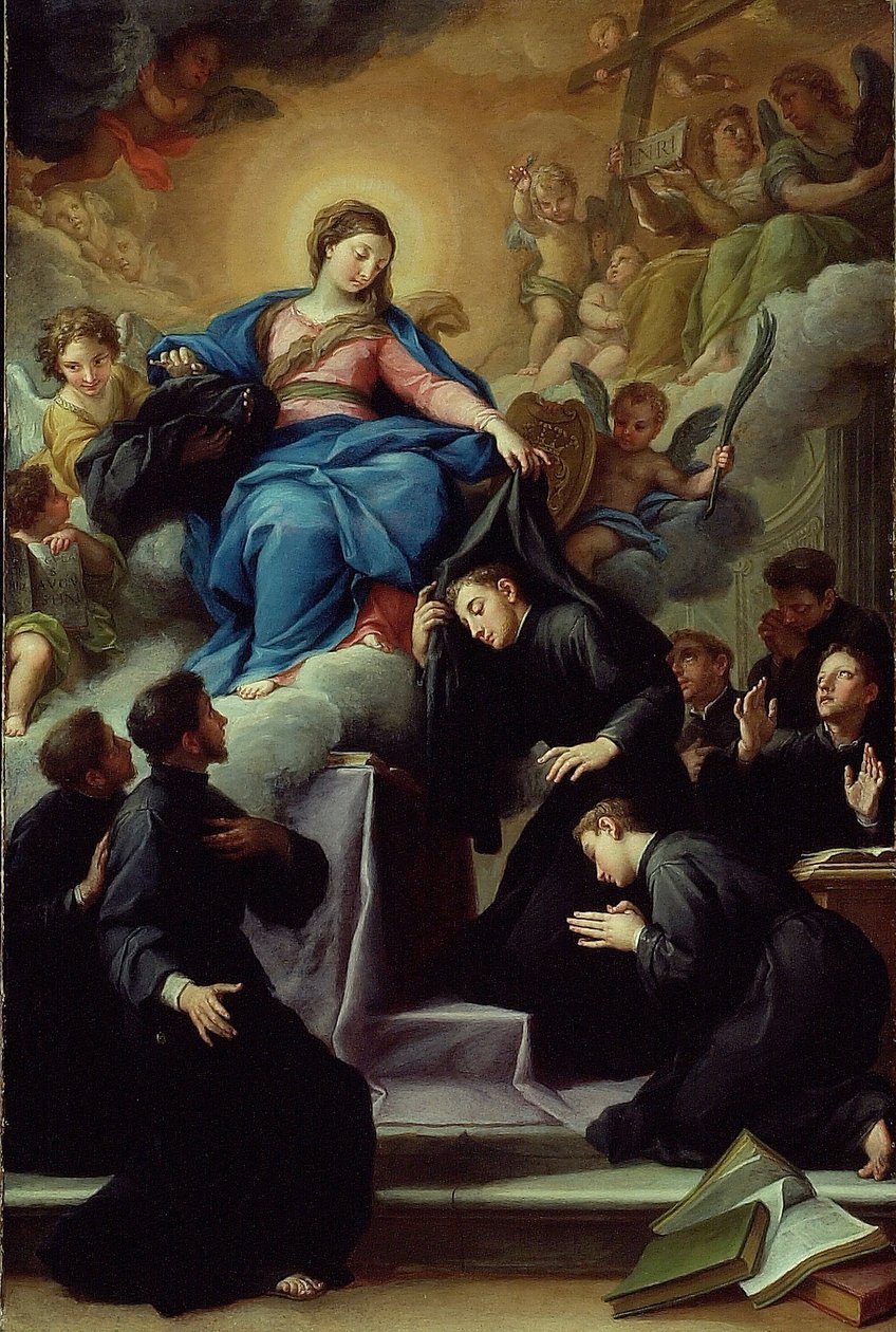 Madonna z Siedmioma Założycielami Zakonu Serwitów, ok. 1728 (olej na płótnie) autorstwa Agostino Masucci