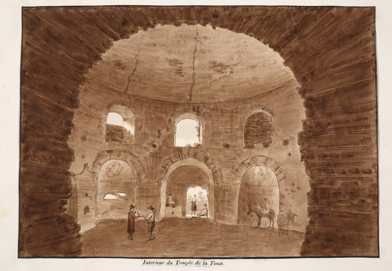 Wnętrze Świątyni Kaszlu, 1833 (akwaforta z brązowym podkładem) autorstwa Agostino Tofanelli