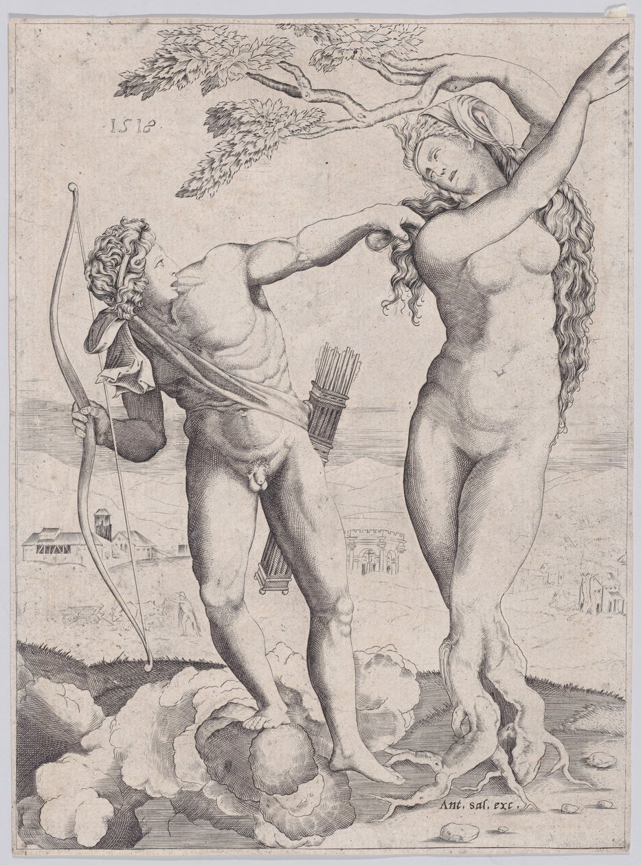 Apollo i Daphne, dat. 1518. autorstwa Agostino Veneziano