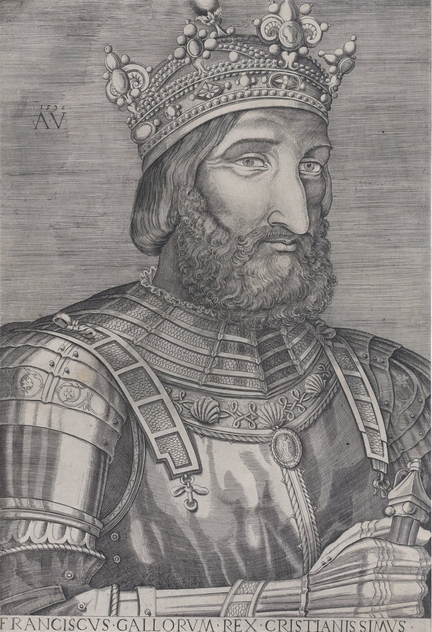 Franciszek I, król Francji, datowany na 1536 rok. autorstwa Agostino Veneziano