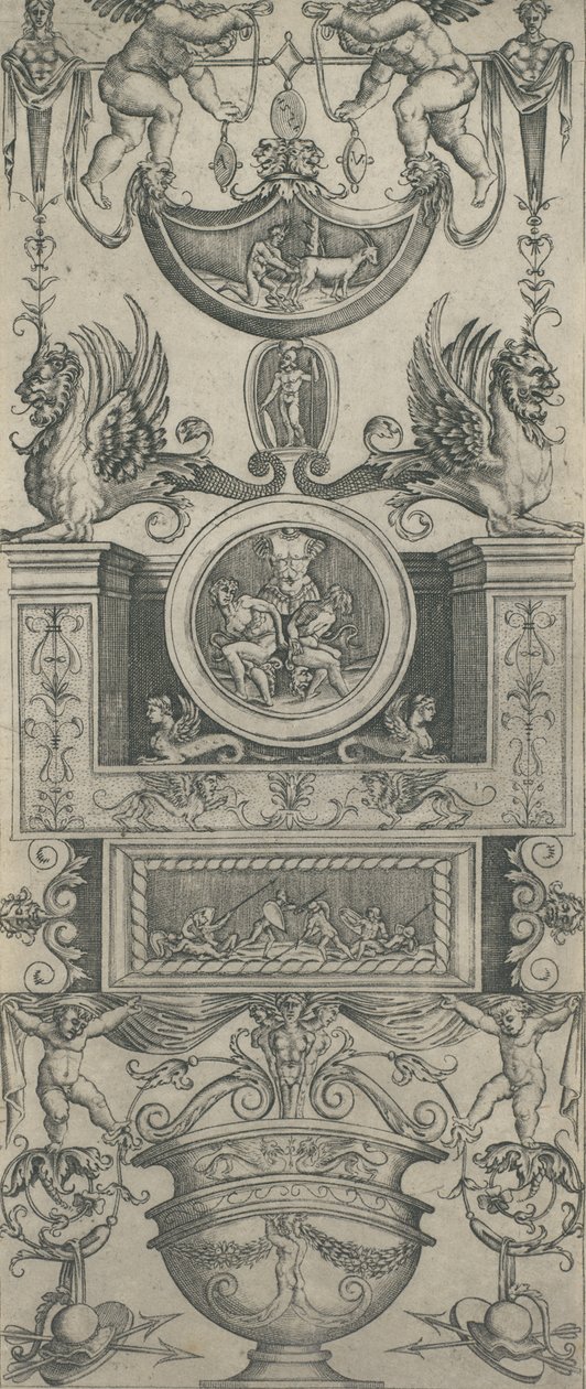 Panel ozdobny, datowany na 1521 rok. autorstwa Agostino Veneziano.