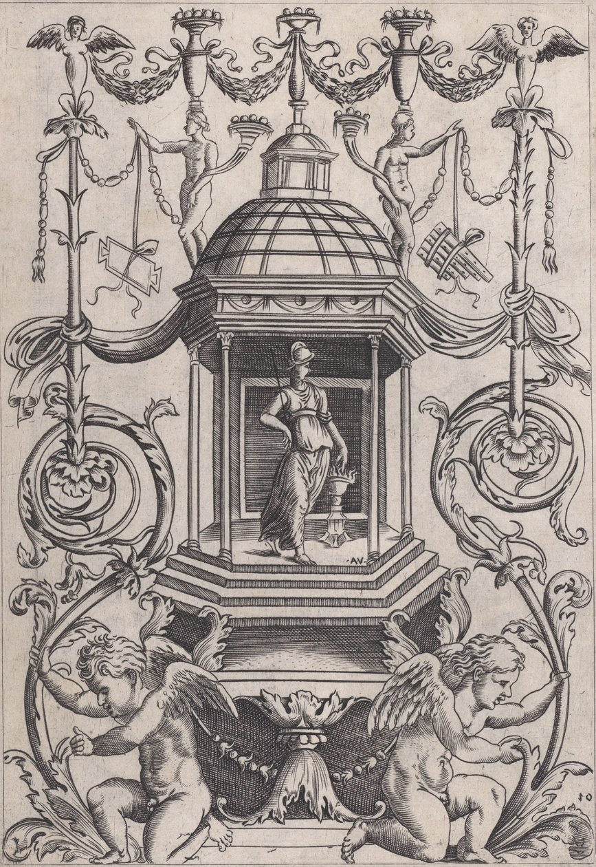 Panel ozdobny, ca. 1514-36. autorstwa Agostino Veneziano