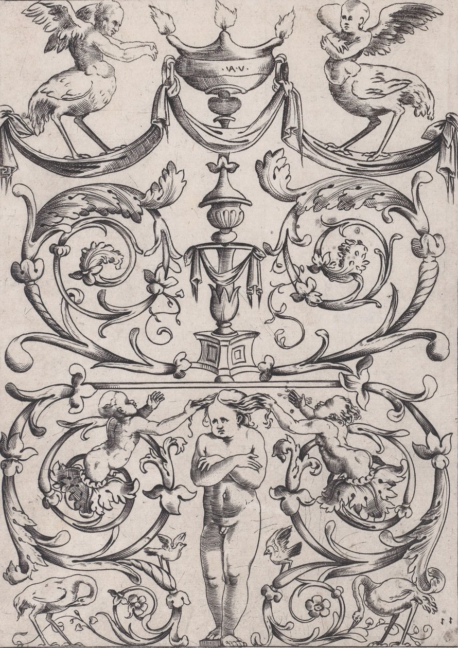 Panel ozdobny, ca. 1514-36. autorstwa Agostino Veneziano