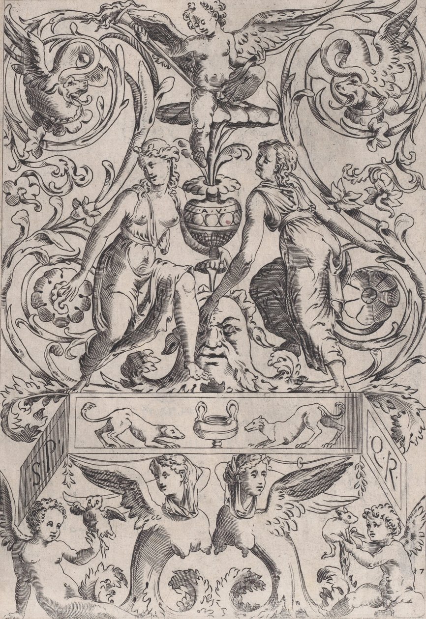 Panel ozdobny, ca. 1514-36. autorstwa Agostino Veneziano