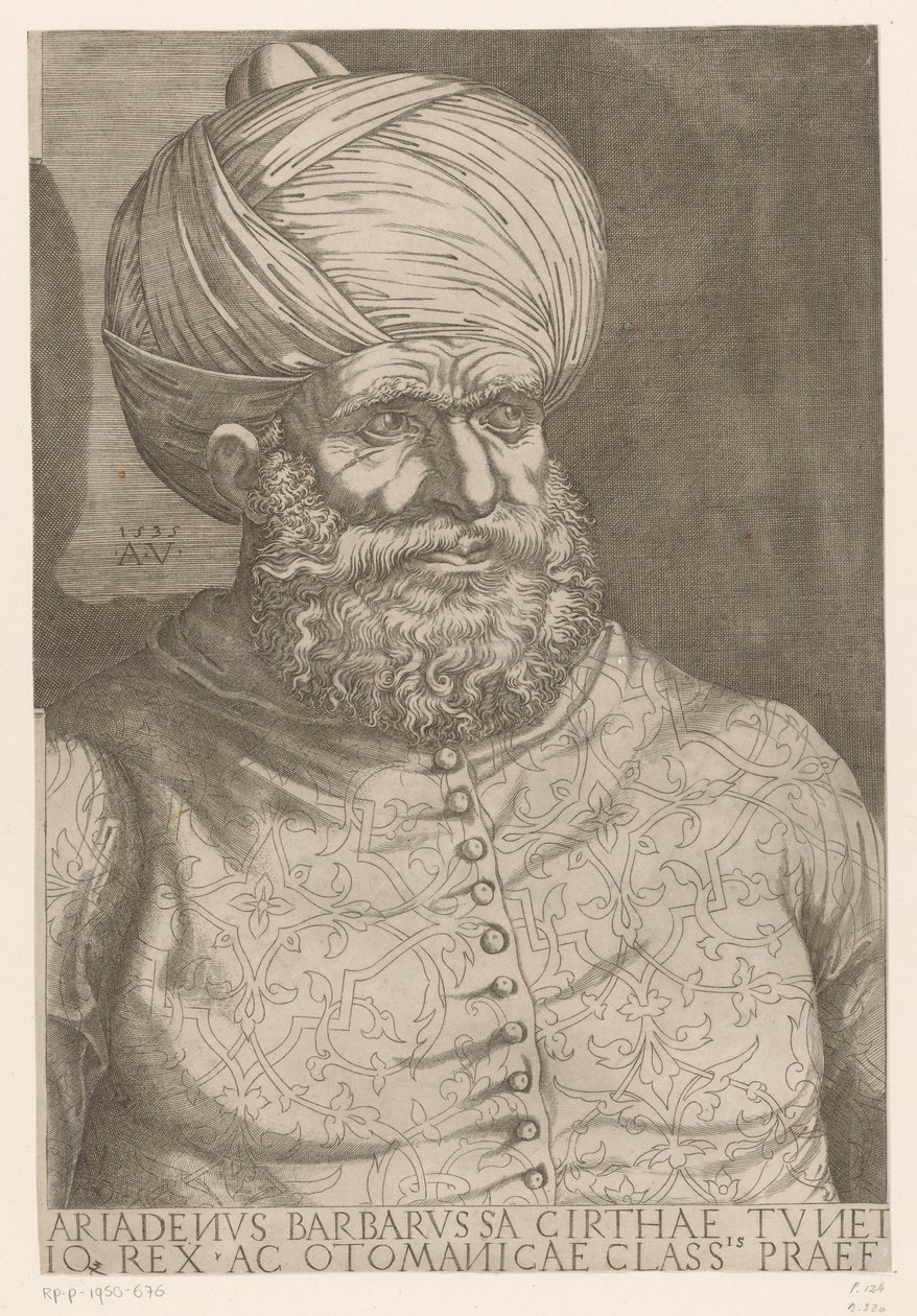 Portret admirała Khair ad-Din Barbarossa autorstwa Agostino Veneziano