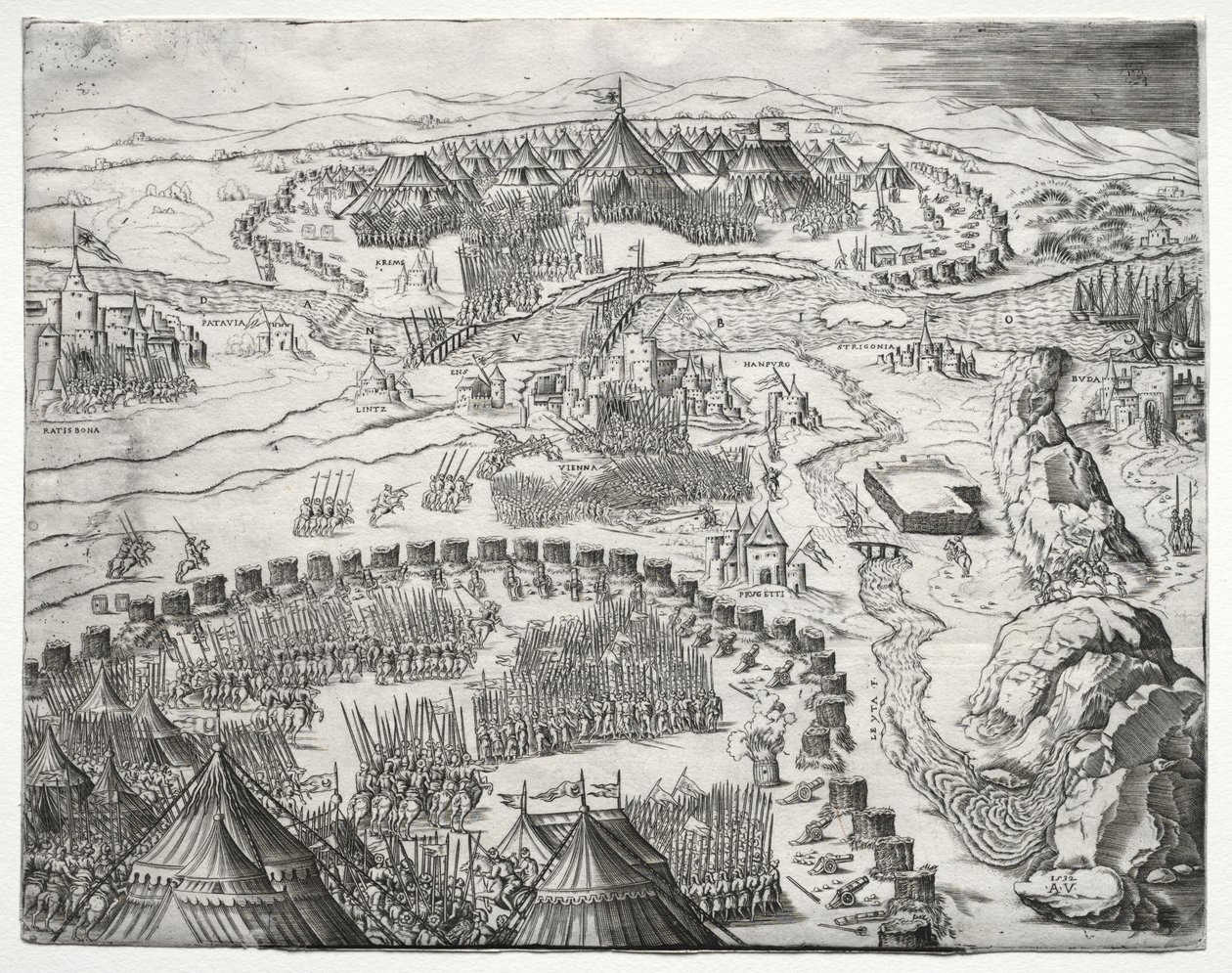 Pozycja i obóz wojsk Karola V i Solimana II autorstwa Agostino Veneziano
