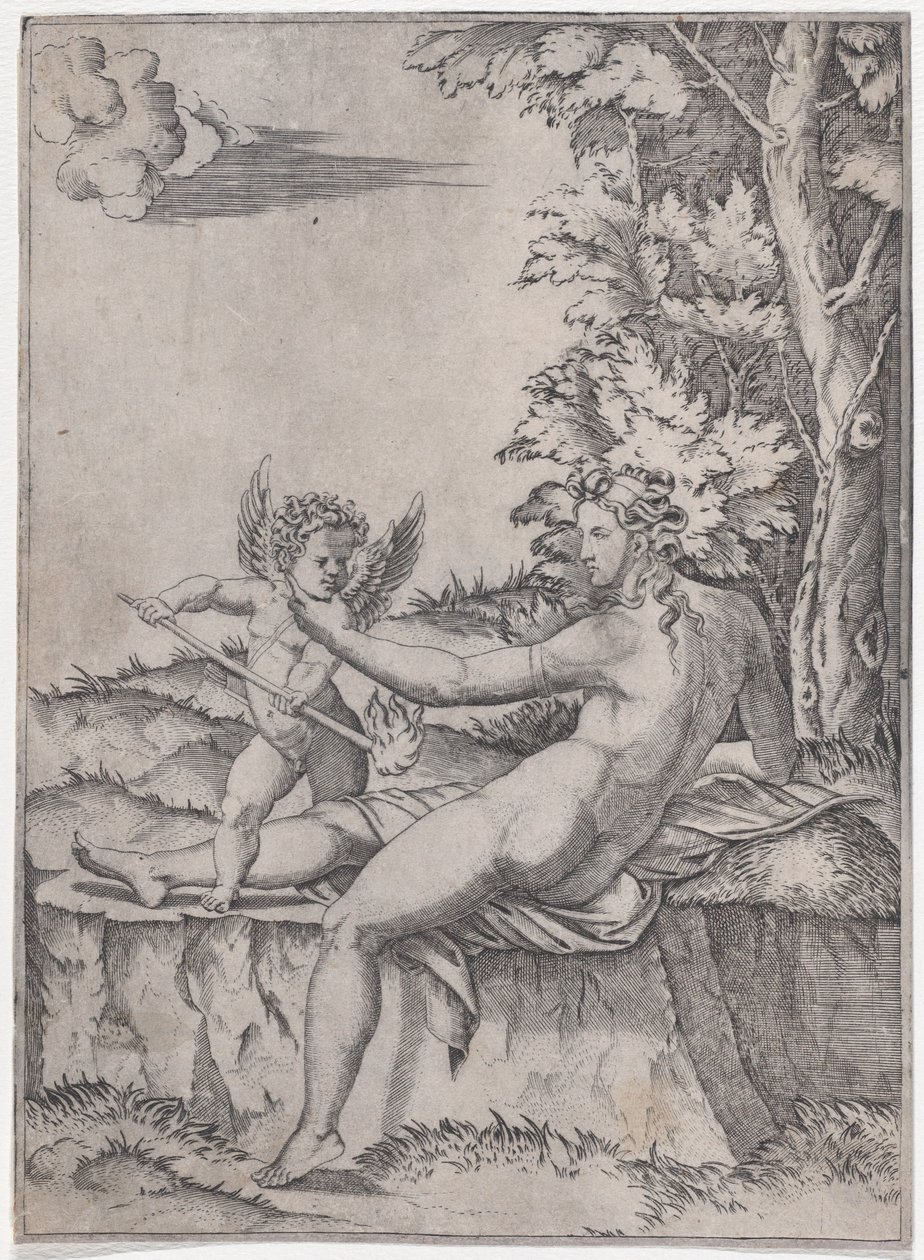 Wenus i Eros, ca. 1514-36. autorstwa Agostino Veneziano