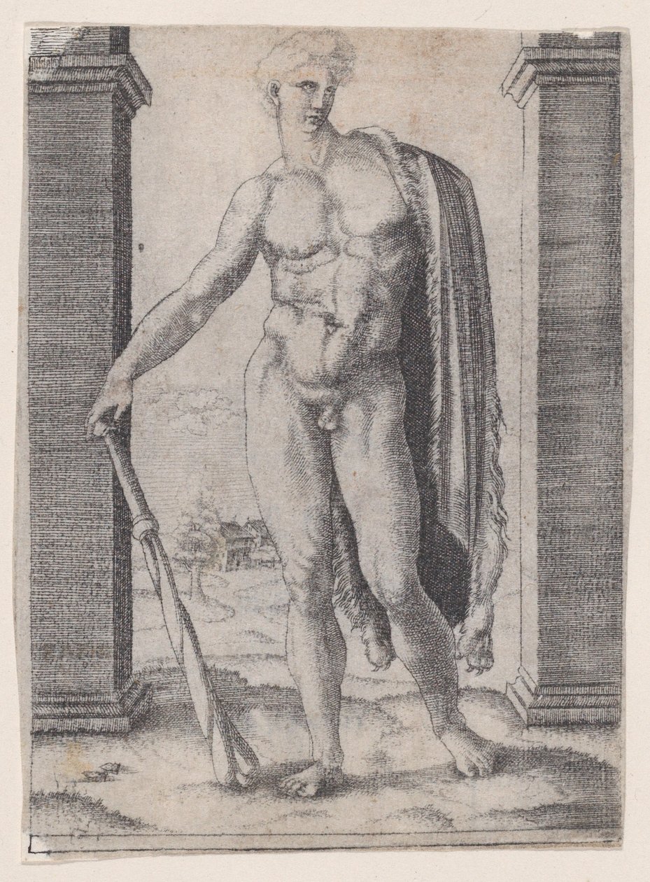 Młody Herkules, ca. 1514-36. autorstwa Agostino Veneziano