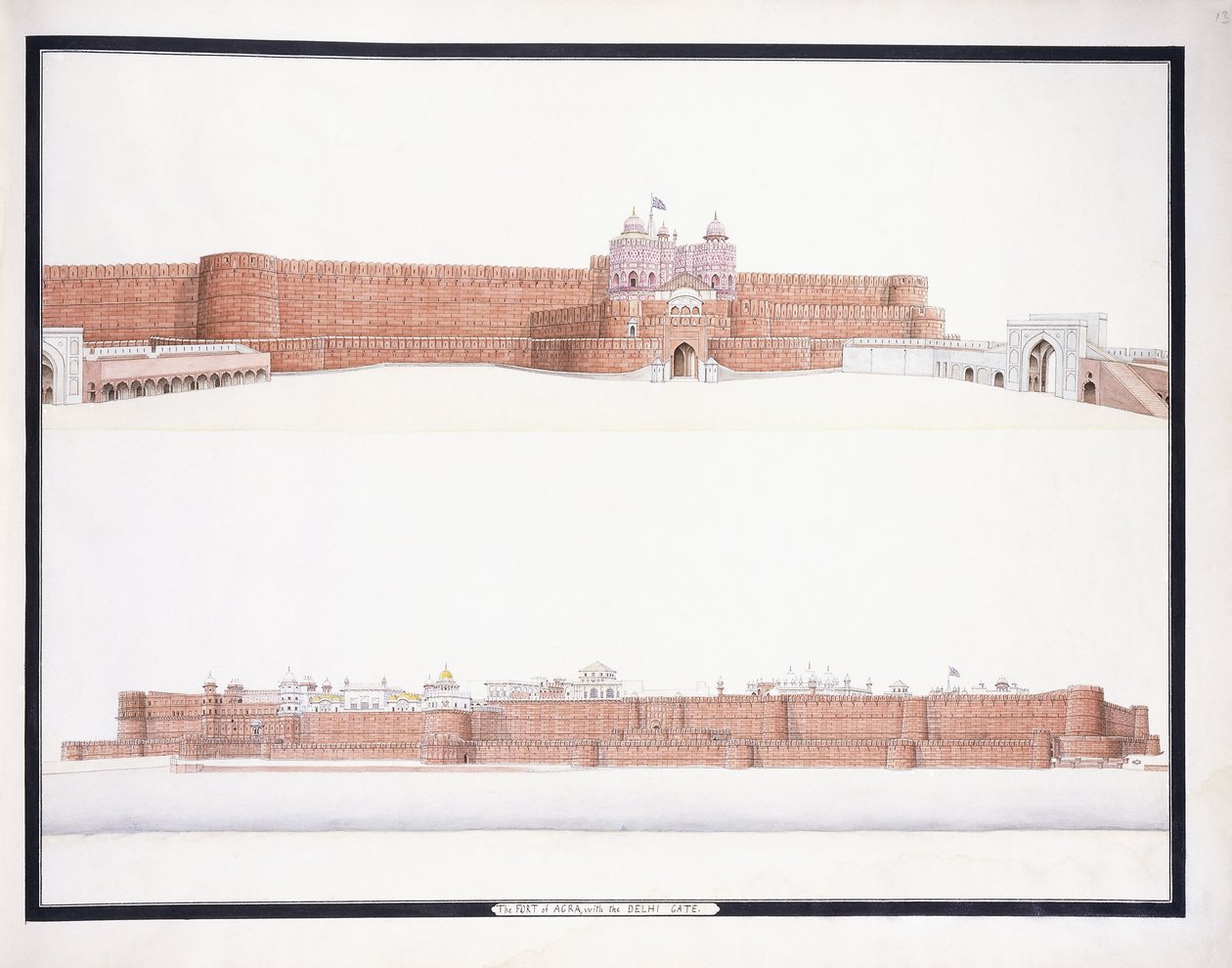 Fort Agra, z Bramą Delhi, ok. 1930 r. 1815 autorstwa Agra School
