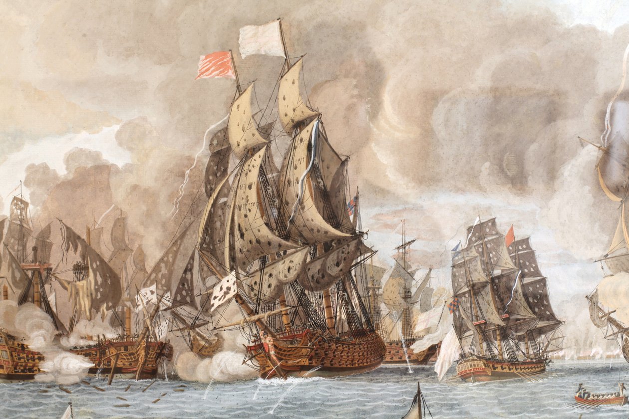 Bitwa morska stoczona 12 kwietnia 1782 r. w pobliżu Gwadelupy autorstwa Aimé Louis Dumoulin