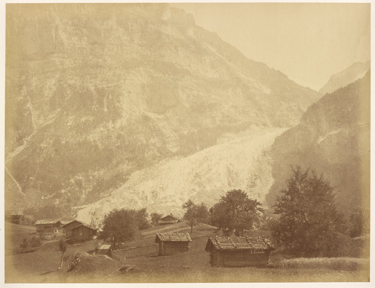 Dolny lodowiec Grindelwald i trasa Boenisseg na górze Mettenberg autorstwa Aimé Civiale