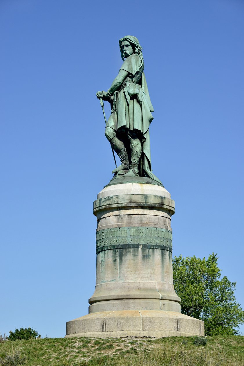Kolosalny posąg Wercyngetoryksa (72-46 pne), przywódcy galijskiego - Rzeźba Millet Aime (1819-1891) 6,60 m eryge w 1865 na zachodniej części Mont Auxois (podstawa 7 m wysokości autorstwa Viollet Le Duc) Alise Sainte Reine 1865 autorstwa Aime Millet