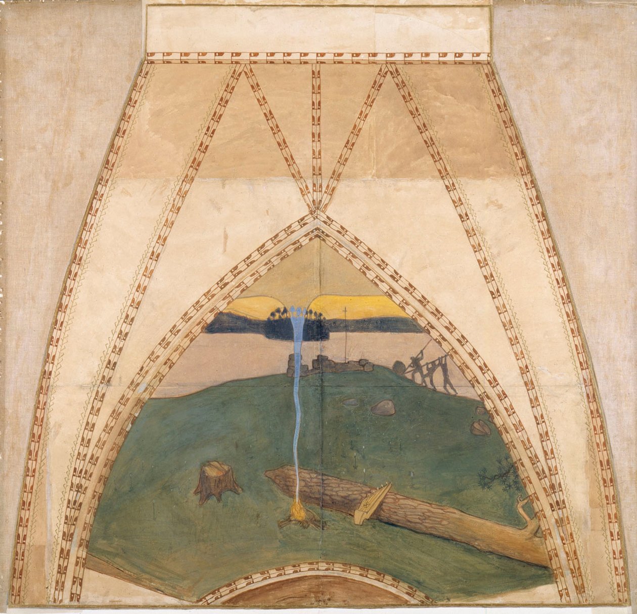 Heidentum und Christentum, Skizze für die Kuppelfresken des finnischen Pavillons auf der Weltausstellung 1900 in Paris autorstwa Akseli Gallen-Kallela