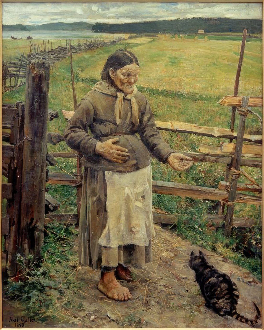Stara kobieta z kotem autorstwa Akseli Valdemar Gallen Kallela