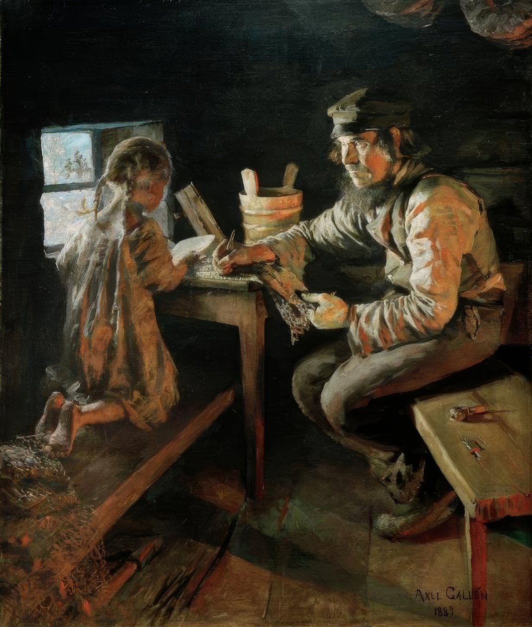 Pierwsza lekcja autorstwa Akseli Valdemar Gallen Kallela