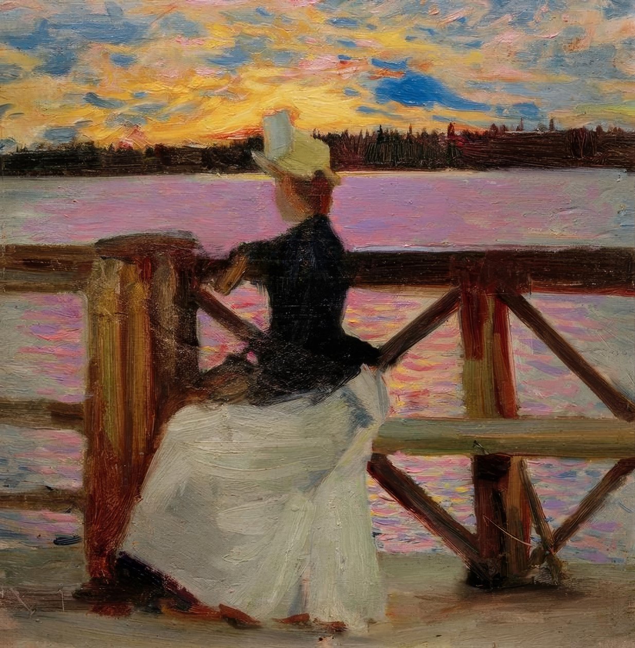 Marie Gallén na moście Kuhmoniemi autorstwa Akseli Valdemar Gallen Kallela