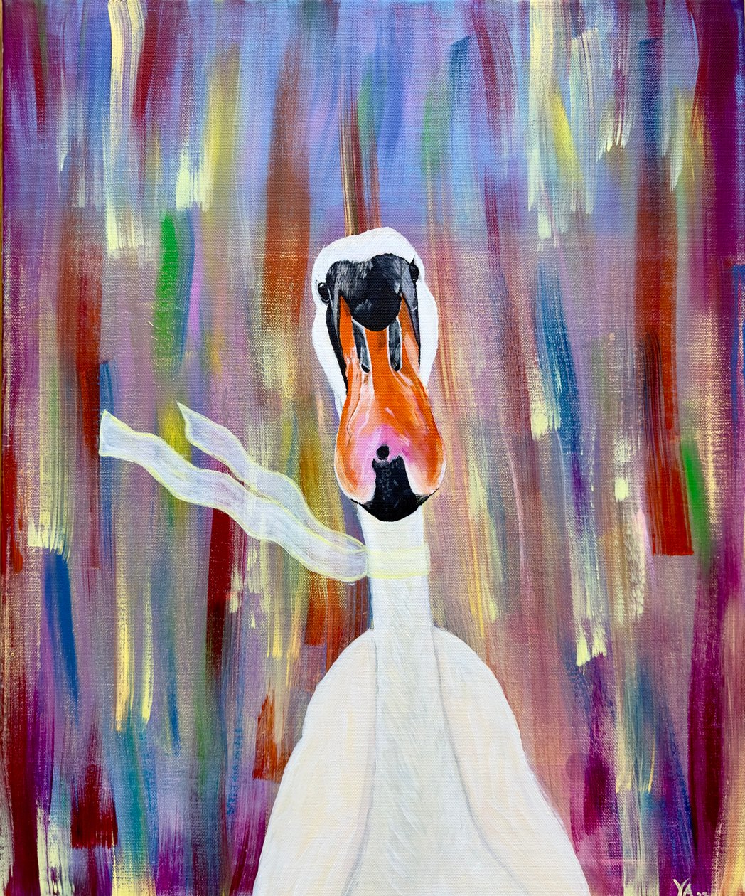 Fancy Swan Monroe, 2023 (akryl na płótnie) autorstwa Akturk Yasemin