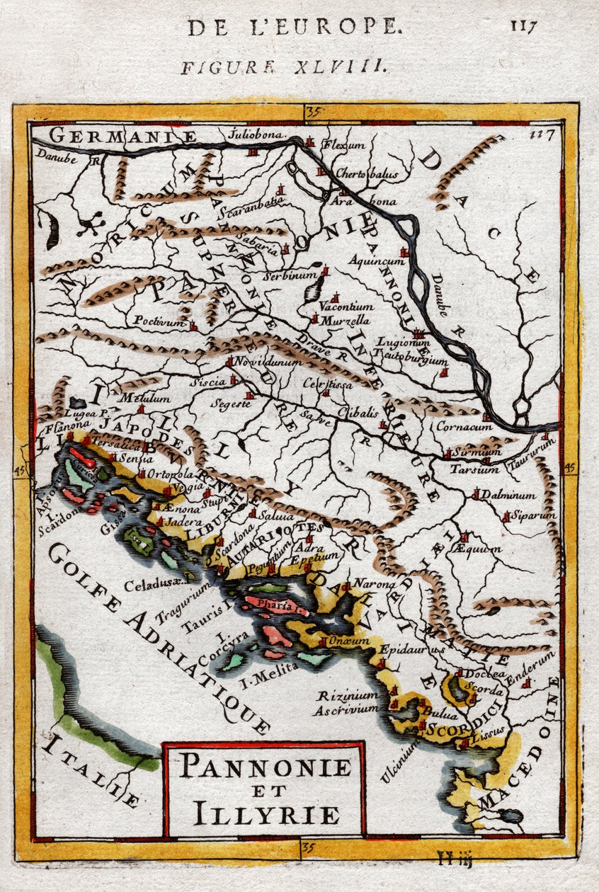 Mapa Węgier i Bałkanów 1683 autorstwa Alain Manesson Mallet