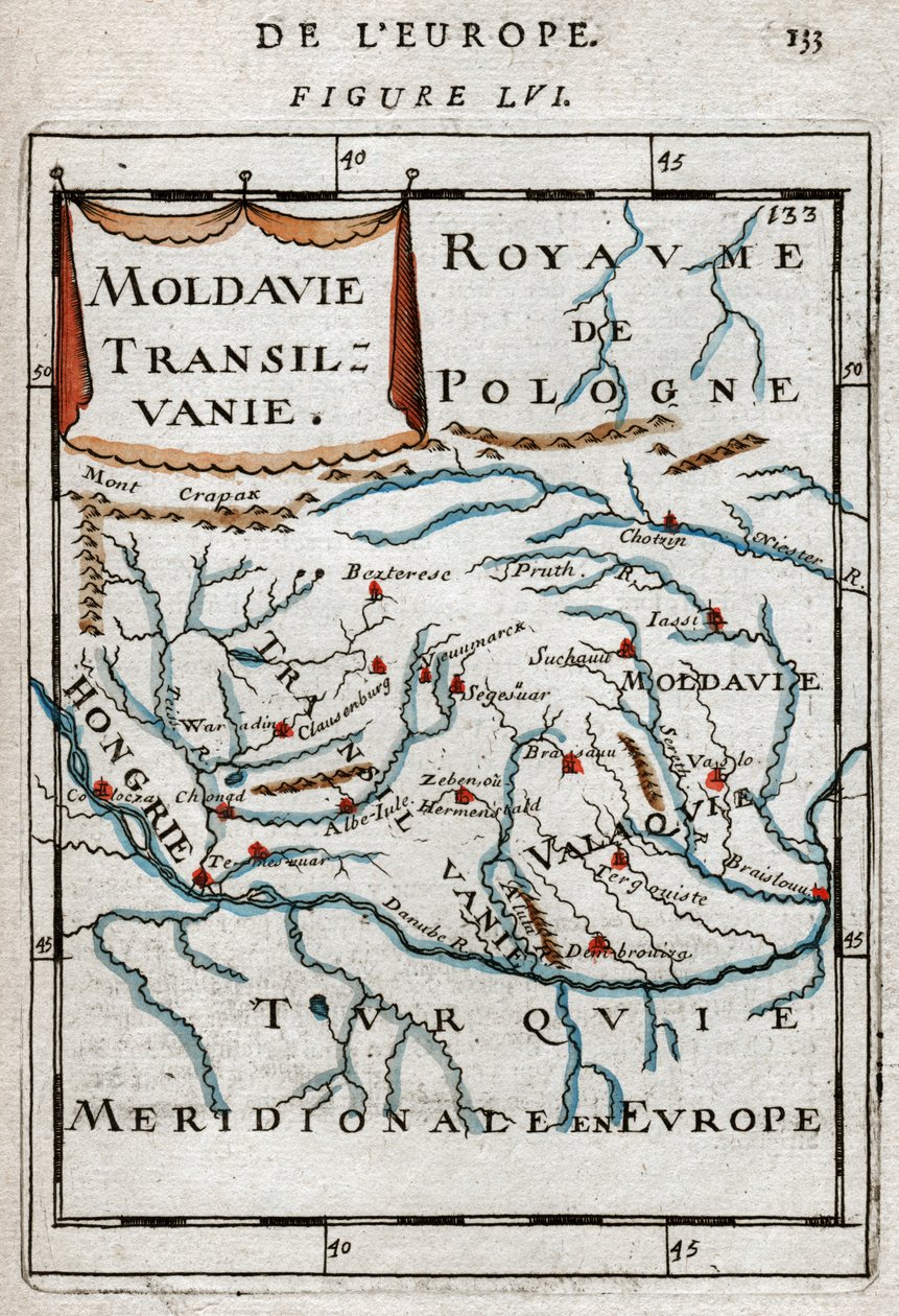 Mapa Rumunii 1683 autorstwa Alain Manesson Mallet