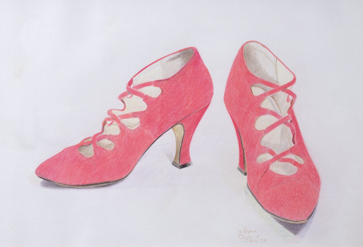 Różowe Buty, 1997 (kolorowa kredka na papierze) autorstwa Alan Byrne