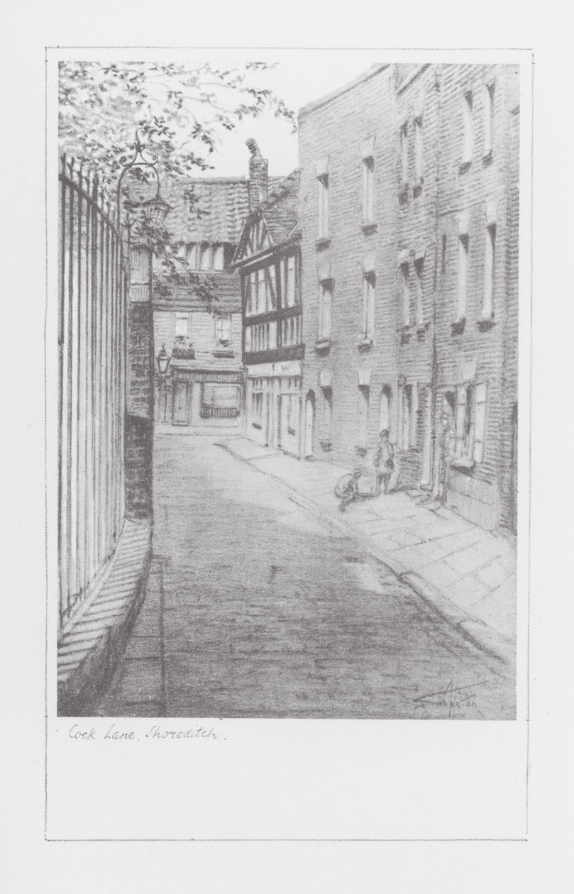 London Lanes: Cock Lane, Shoreditch (litografia) autorstwa Alan Stapleton