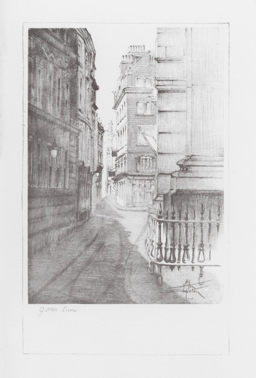 London Lanes: Gutter Lane (litografia) autorstwa Alan Stapleton