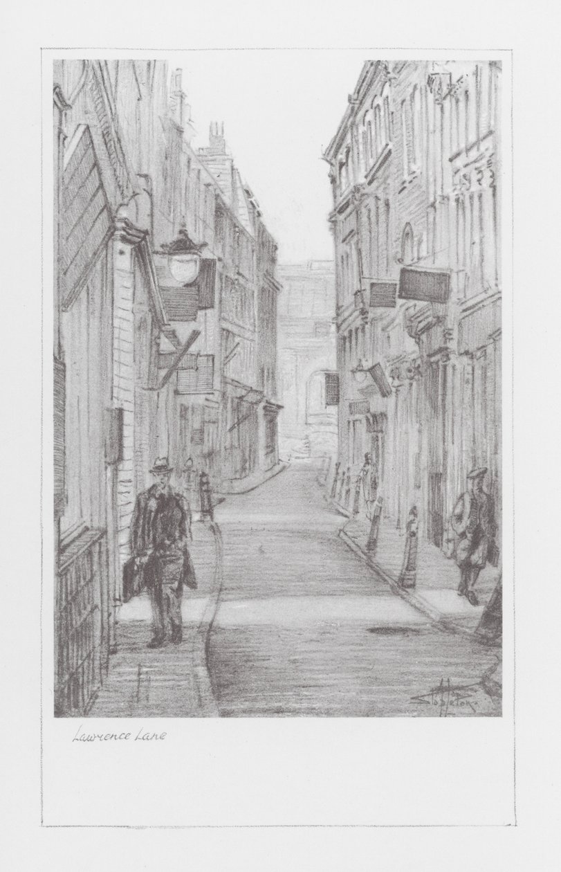 London Lanes: Lawrence Lane (litografia) autorstwa Alan Stapleton