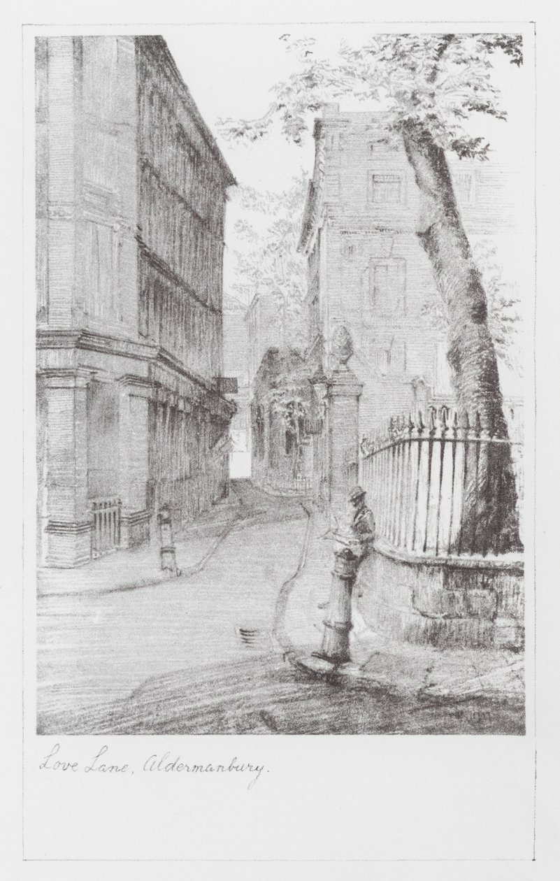 London Lanes: Love Lane, Aldermanbury (litografia) autorstwa Alan Stapleton