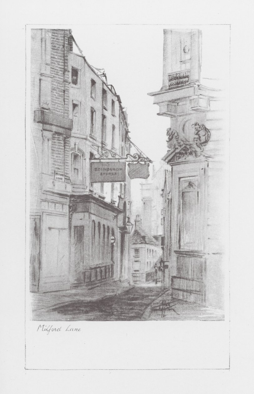 London Lanes: Milford Lane (litografia) autorstwa Alan Stapleton