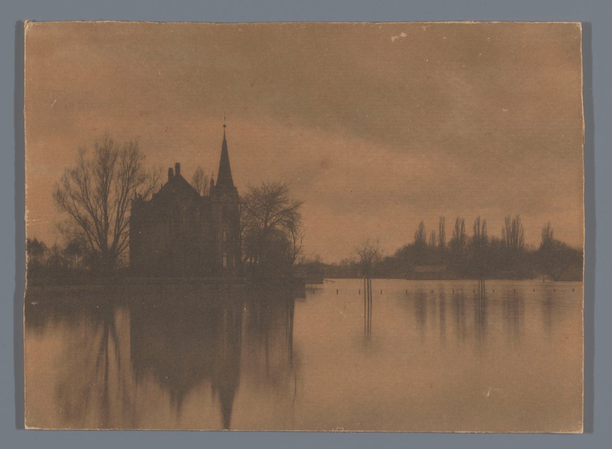 Widok wiejskiego domu lub małego zamku na wodzie, Holandia autorstwa Alb. Kapteijn (attributed to)