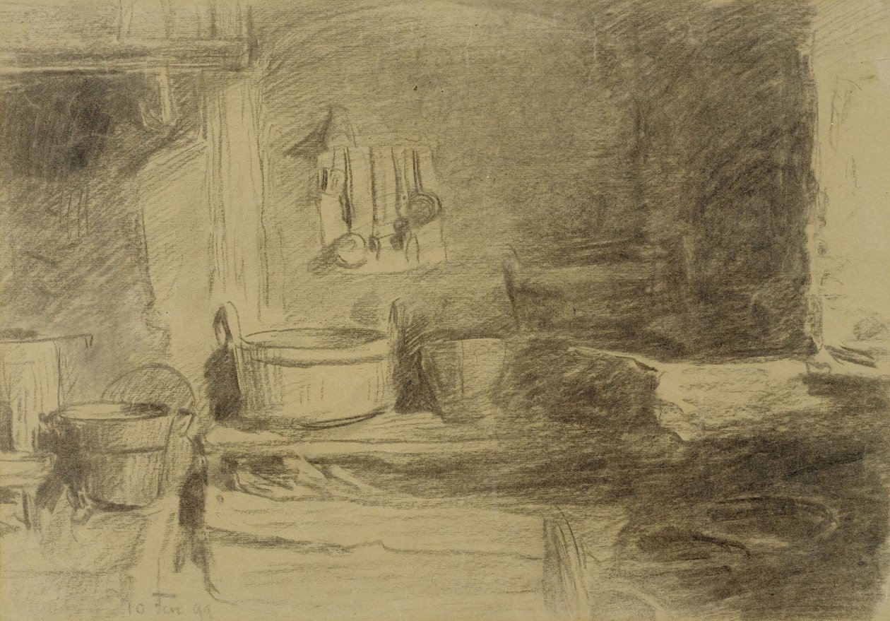 Wnętrze kuchni autorstwa Albert Anker