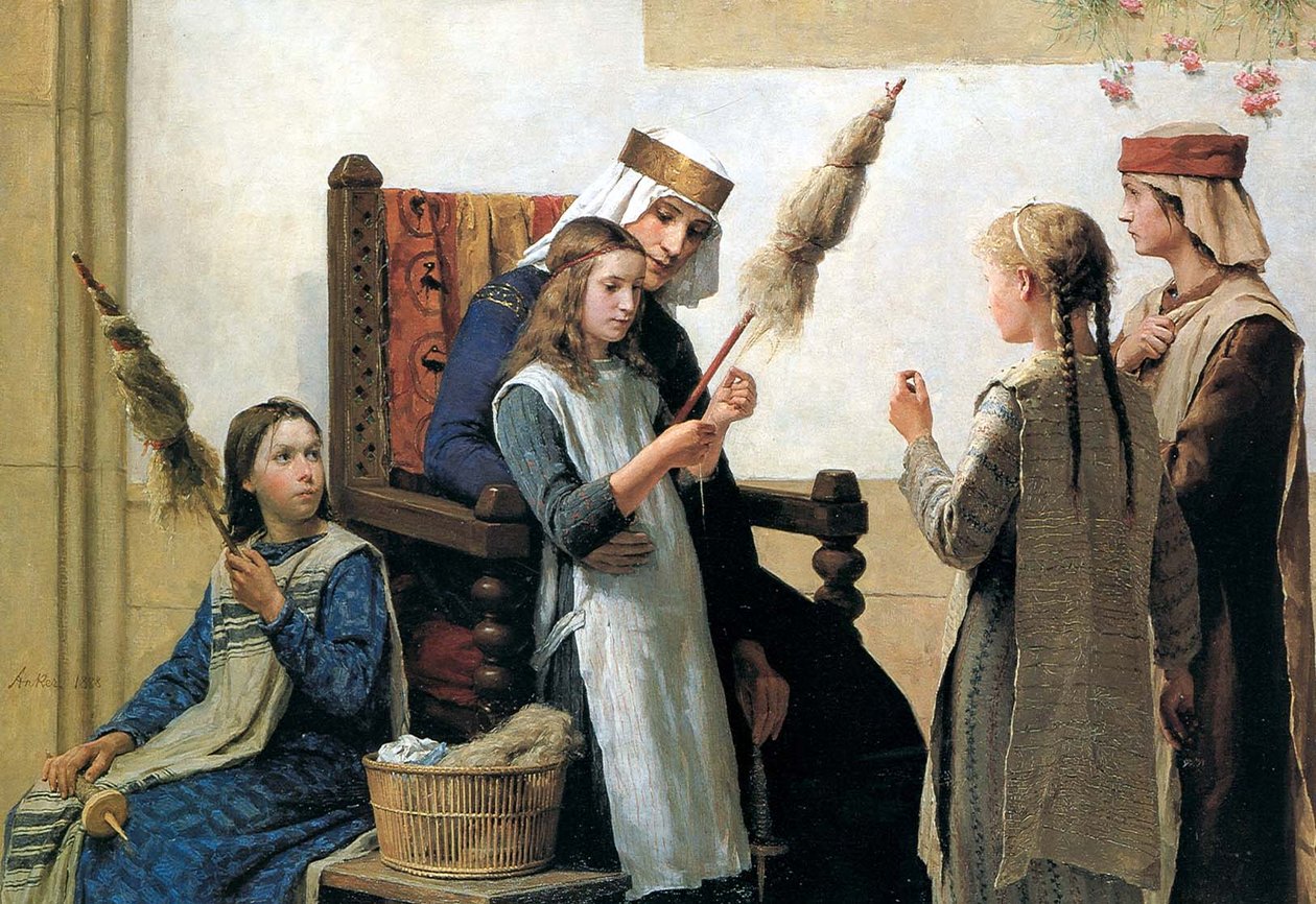 Królowa Berta i Prządki autorstwa Albert Anker