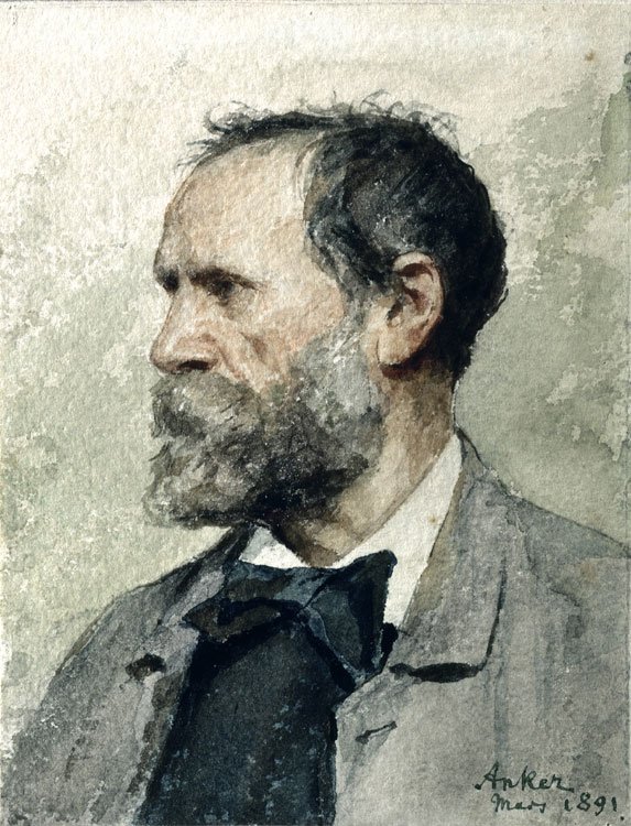 Autoportret z profilu, po lewej autorstwa Albert Anker