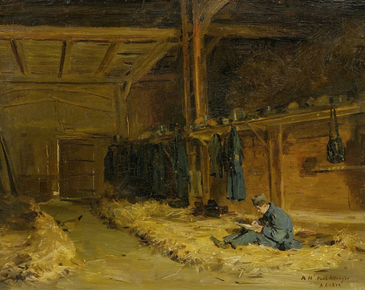 Żołnierz na słomianym posłaniu autorstwa Albert Anker