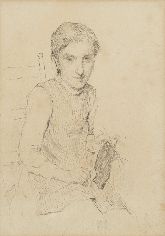 Dziewczyna na drutach autorstwa Albert Anker