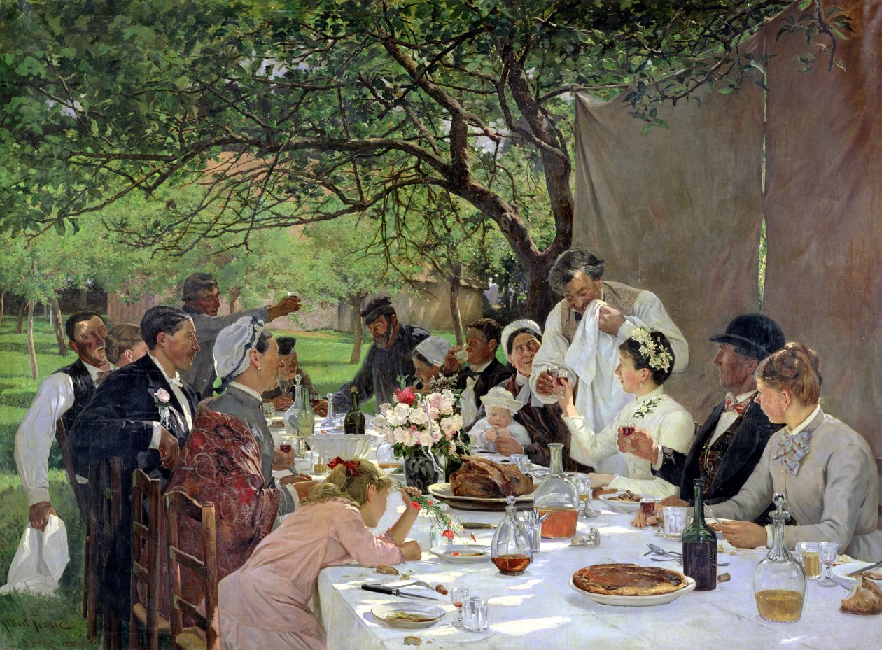 Posiłek weselny w Yport, 1886 r. autorstwa Albert-Auguste Fourie