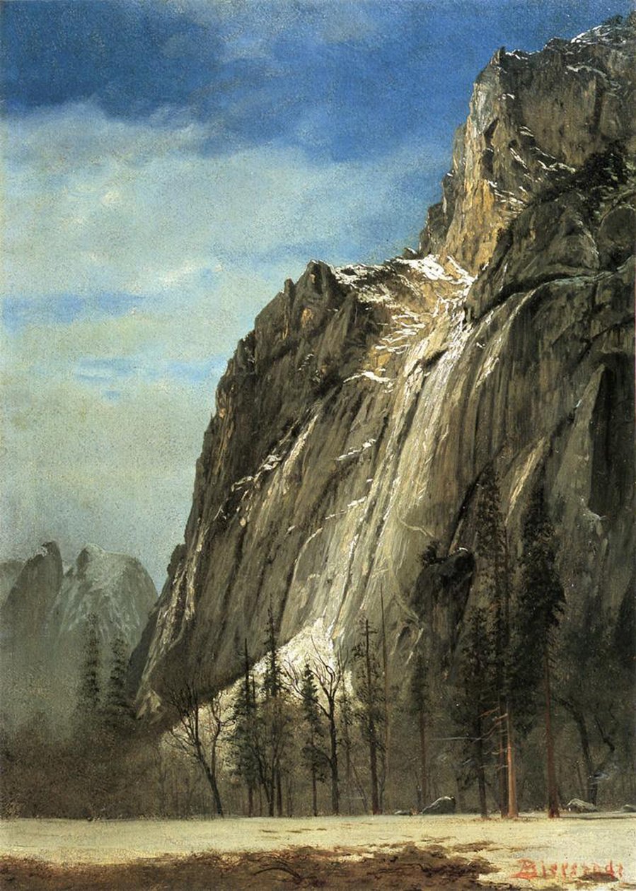 Cathedral Rocks, Yosemite, ok. 1872 (olej na papierze na płótnie) autorstwa Albert Bierstadt