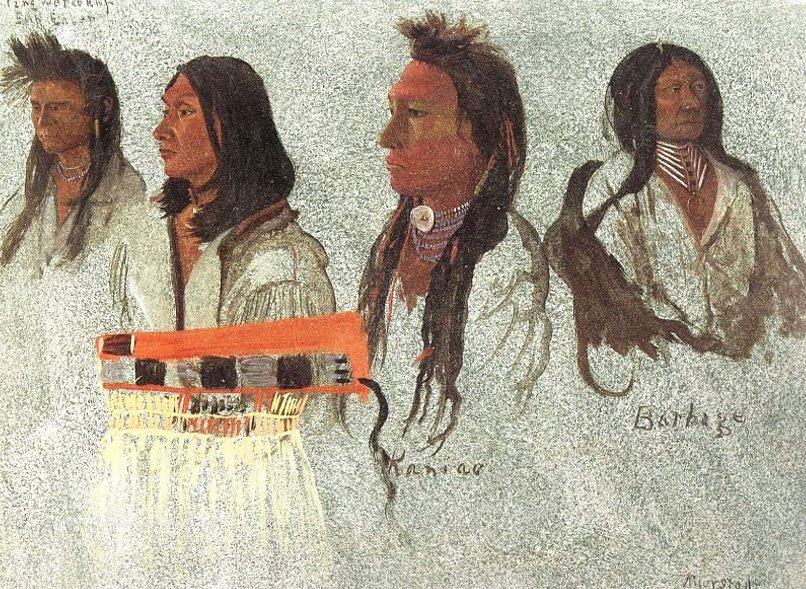 Czterech Indian, szkic autorstwa Albert Bierstadt
