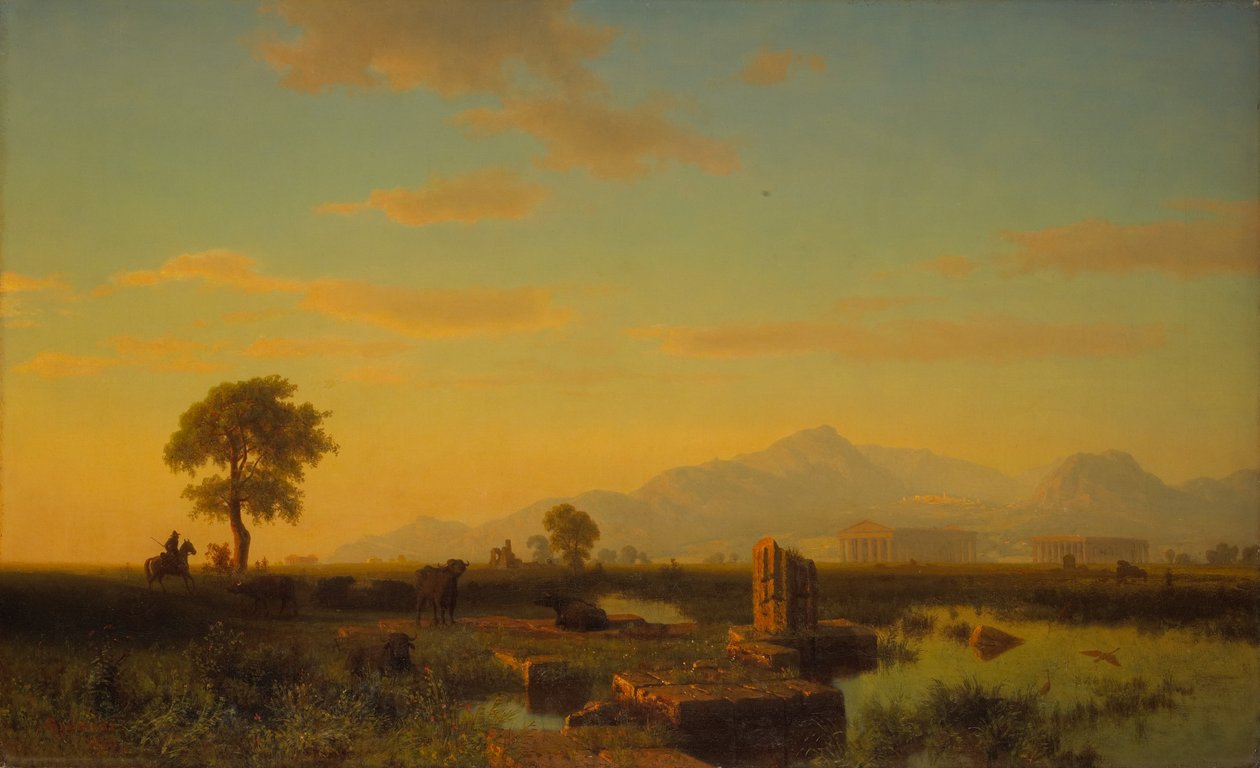 Ruiny Paestum, 1858 autorstwa Albert Bierstadt