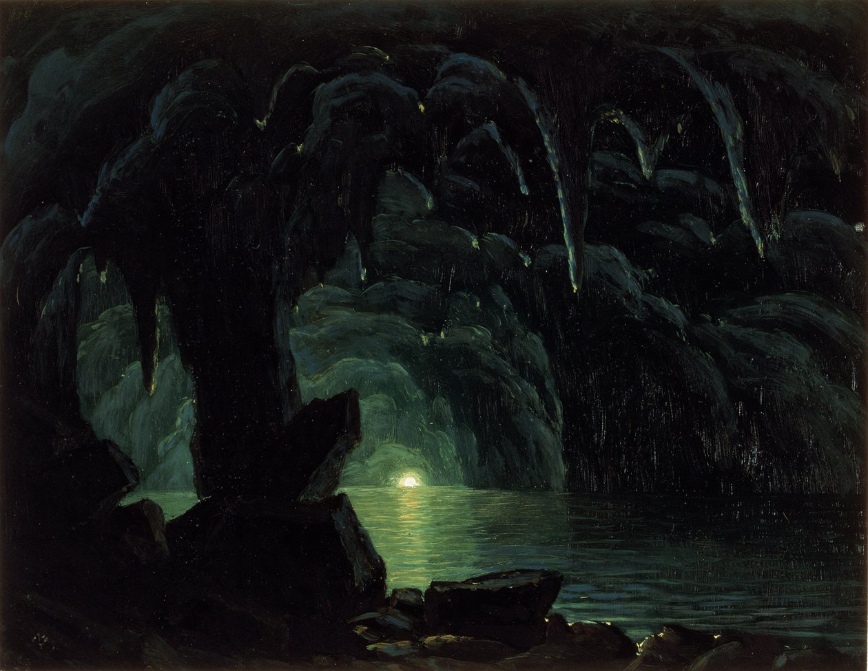 Błękitna Grota, Capri (olej na tekturze) autorstwa Albert Bierstadt